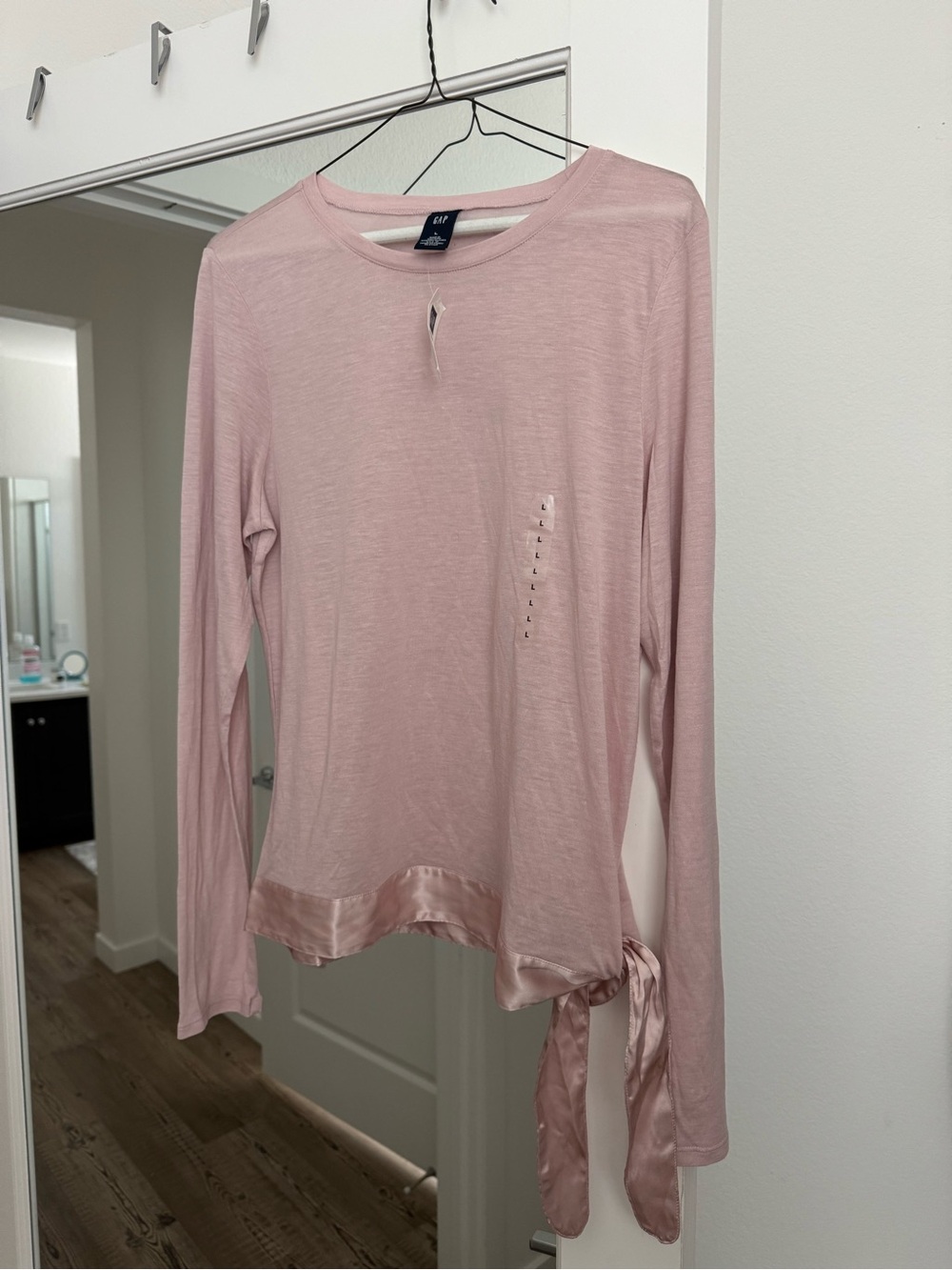 GAP Dusty Pink Long-Sleeve Top with Satin Trim